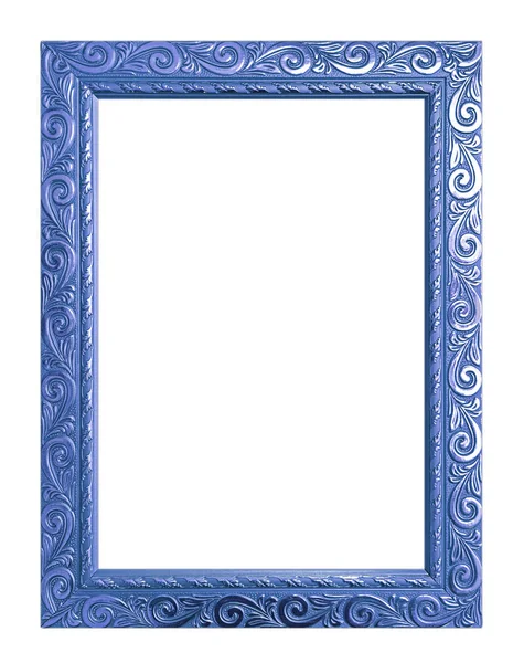 Antique blue frame isolated on white background, clipping path — Stock Photo, Image