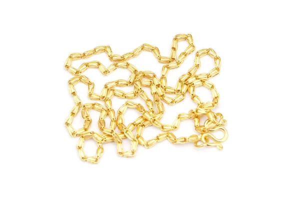 Catena collana in oro isolato su bianco — Foto Stock