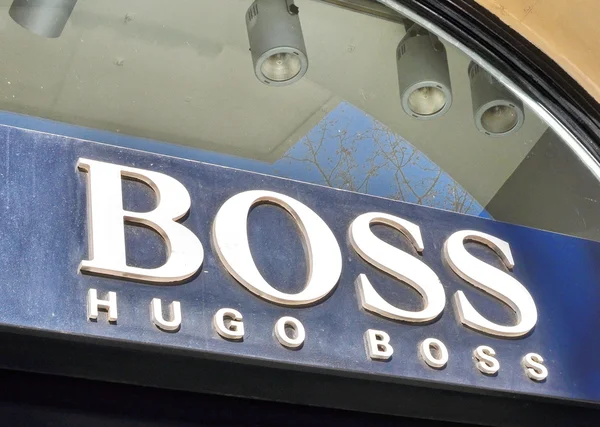 Logotype of Hugo Boss fashion house — Stock Photo, Image