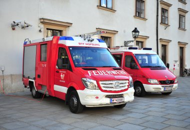 Viyana, Avusturya sokakta iki yangın parça