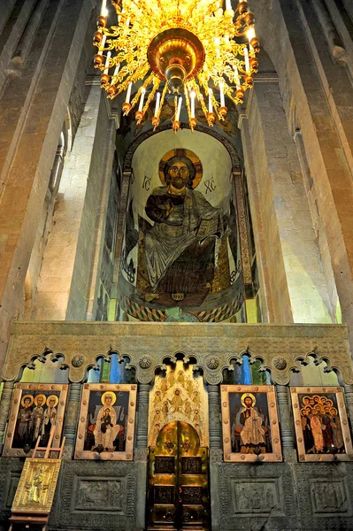 Orthodox icons in Svetitskhoveli Cathedral, Mtskheta, — Stock Photo, Image