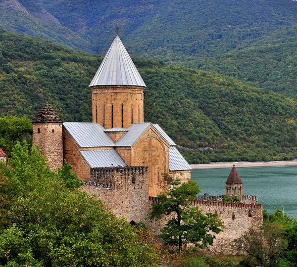 Православная церковь Ананури на озере — стоковое фото