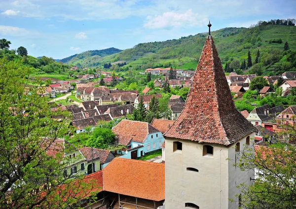 Torre de la iglesia de Beirtan en Transilvania —  Fotos de Stock