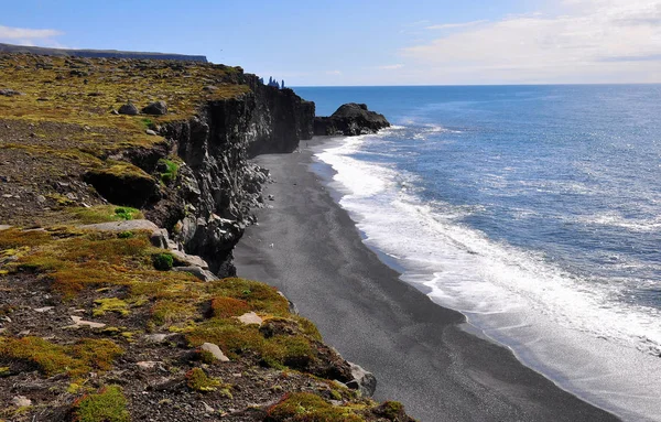 İzlanda'daki doğa manzara: deniz kayalıklarla — Stok fotoğraf