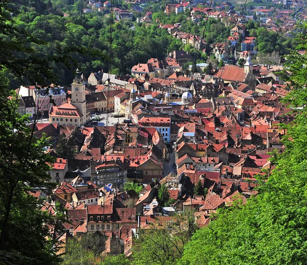 Vista superior da cidade velha de Brasov — Fotografia de Stock