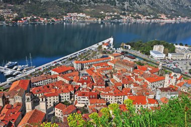 Kotor eski şehrin Üstten Görünüm