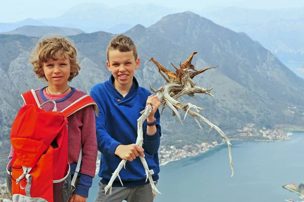 Niños divirtiéndose en montañas —  Fotos de Stock