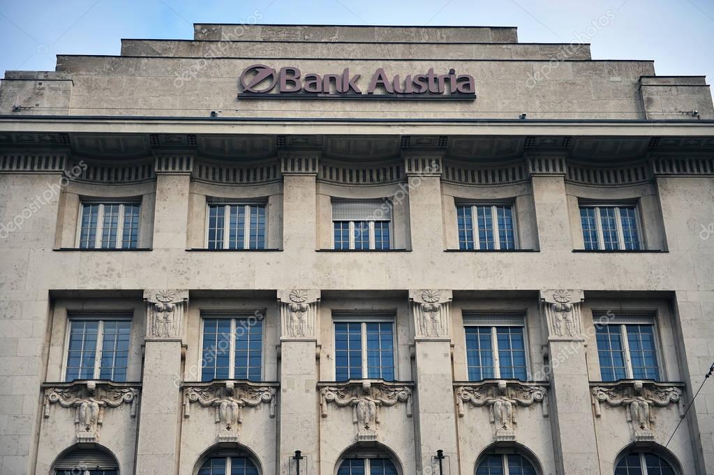 VIENNA, AUSTRIA - FEBRUARY 11: Facade of Bank Austria building in Vienna on February 11, 2017.