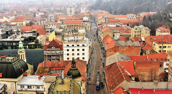 Vista superior del centro de la ciudad de Zagreb —  Fotos de Stock