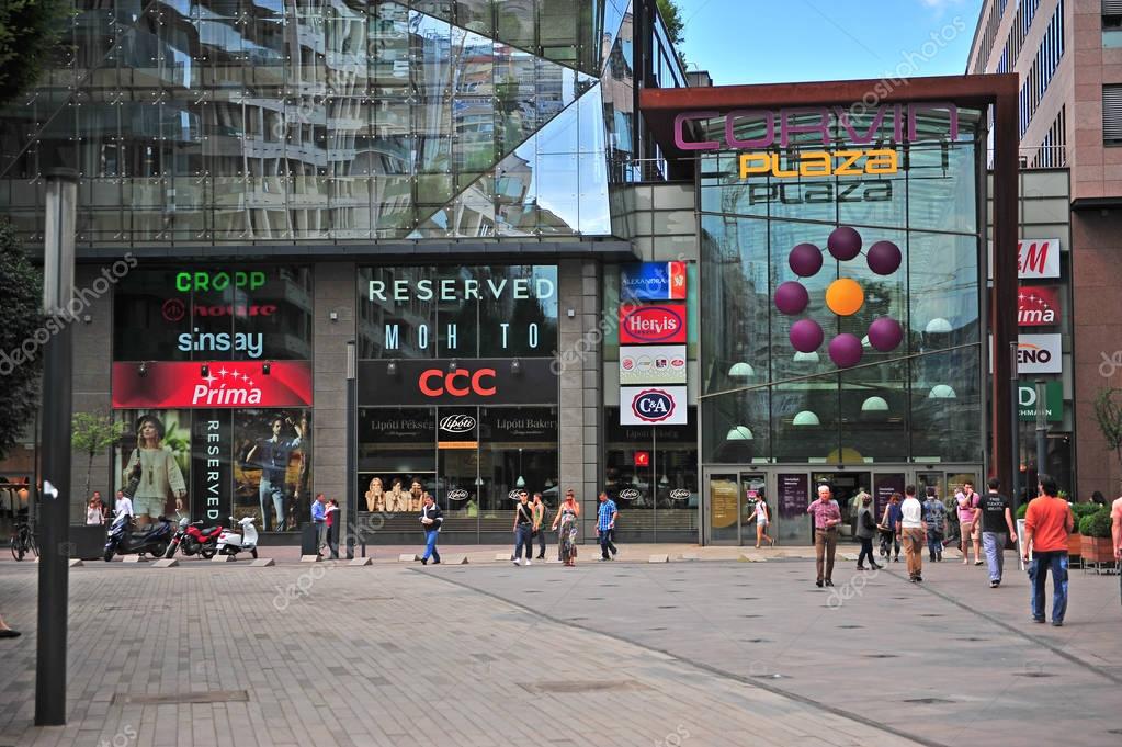BUDAPEST, HUNGARY - MAY 26: Undefined people at the Corvin plaza shopping centre in downtown of Budapest on May 26, 2016.