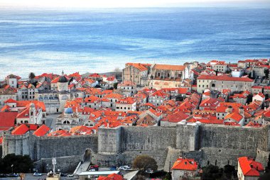 Dubrovnik manzarası, gündoğumu, Akdeniz CIT renkli görünümü
