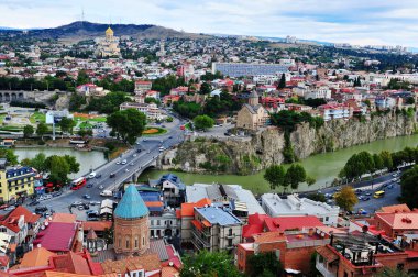 Şehrin Tbilisi, Georgia Üstten Görünüm
