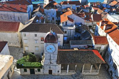Trogir eski şehrin Üstten Görünüm