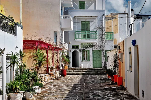 Vista para a rua em Chora cidade velha, Naxos, Grécia — Fotografia de Stock