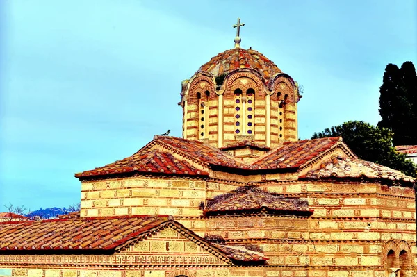 Fasáda starého řeckého kostela — Stock fotografie