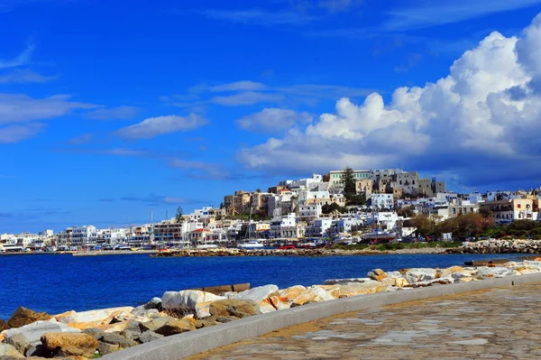 Malebný pohled Staré Město Naxos — Stock fotografie