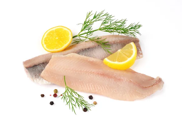 Matjes, filets of herring over white — Stock Photo, Image