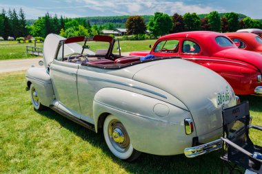 park açık klasik vintage otomobillerde şaşırtıcı arka yan görünüm