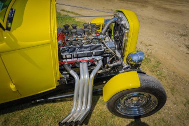 güzel açık closeup klasik vintage retro hot rod araba motoru görünümünüz ne kadar ayrıntılı