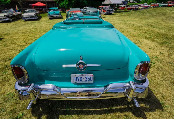 Bela vista traseira closeup do clássico vintage retro carro no parque — Fotografia de Stock