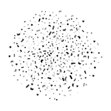 Beyaz arka plan üzerinde izole konfeti, soyut renkli patlama. Birçok düşen küçük konfeti adet arka plan. Tatil ya da parti arka plan. Siyah ve beyaz konfeti