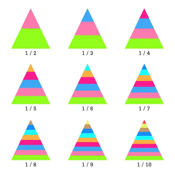 彩色的水平层棱锥图组。平面样式中的模板图。丰富多彩的信息图表 — 图库矢量图片