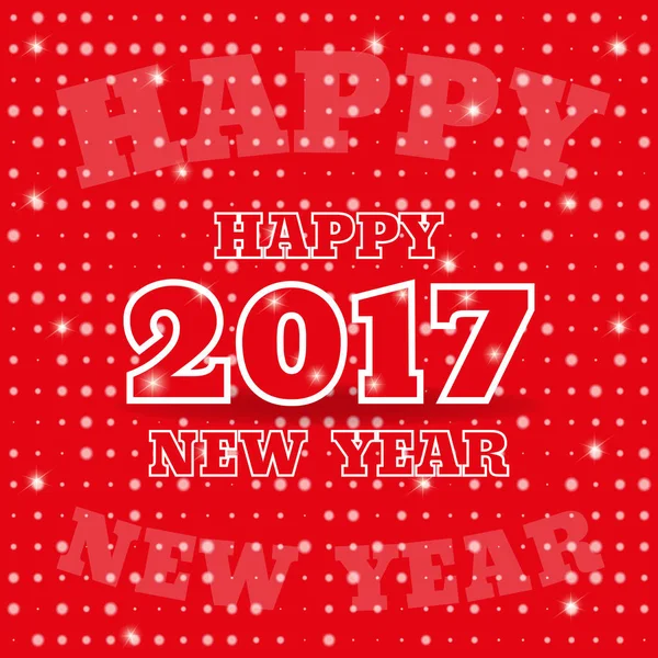2017 Feliz Año Nuevo. Banner o tarjeta de felicitación para las vacaciones de Año Nuevo sobre fondo rojo. Vector — Archivo Imágenes Vectoriales
