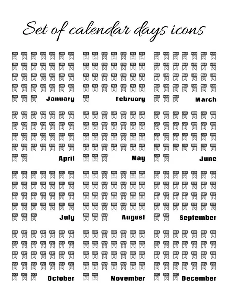 Set of Calendar days icons for every day month. Flat style. Vector illustration — Stock Vector