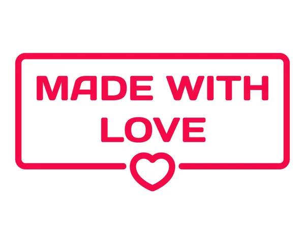 Emblema Made With Love com ícone de coração ilustração vetorial plana sobre fundo branco. Tema de casamento na bolha de diálogo. Citações românticas carimbo para cartões, convites, banners, rótulos, artigo do blog —  Vetores de Stock