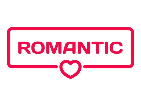 Romantiska badge med hjärtat ikonen platt vektorillustration på vit bakgrund. Bröllopstema i dialogrutan bubbla. Romantiska citat stämpel för kort, inbjudningar, banderoller, etiketter, Bloggartikel — Stock vektor