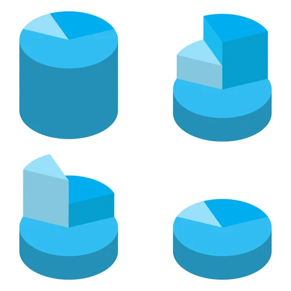 Set di grafici isometrici a torta blu sfuso. Elementi di infografica per il business. Vettore — Vettoriale Stock