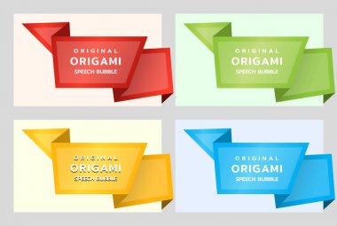 Origami kağıt afiş tarafı için. Katalog fiyat etiketi şablonu. Renkli çıkartmalar. Vektör
