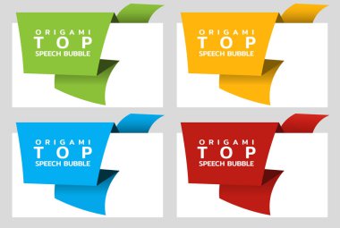 Origami kağıt afiş üst için. Katalog fiyat etiketi şablonu. Renkli çıkartmalar. Vektör