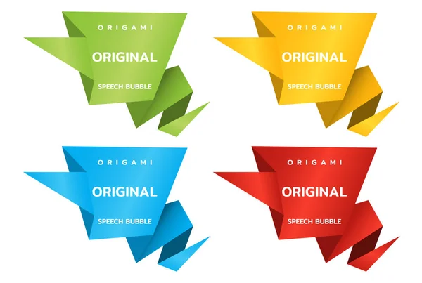 Burbuja de discurso de papel en origami. Plantilla de banners de etiqueta de precio para catálogo. Pegatinas de color. Vector — Archivo Imágenes Vectoriales