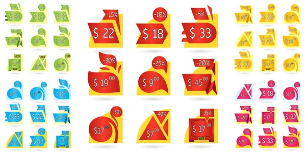 Bannières en papier Origami pour étiquette d'angle. Modèle d'étiquette de prix pour catalogue. Autocollants de couleur pour boutique. Vecteur — Image vectorielle
