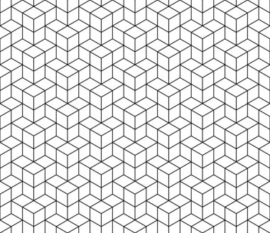 Soyut geometrik küp seamless modeli. Basit minimalist grafik tasarım arka plan, kumaş süsleme. Vektör