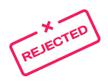 Beyaz arka plan üzerinde düz minimalist tarzda damga reddetti. İletişim balonu simgesinin işareti X. vektör reddetmek