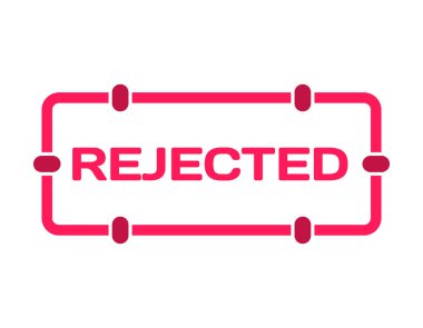 Beyaz arka plan üzerinde düz minimalist tarzda damga reddetti. Mühendis Reddet iletişim balonu simgesinin çit Muhafız çerçeve üzerinde. Vektör