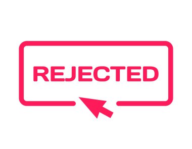 Beyaz arka plan üzerinde düz minimalist tarzda damga reddetti. İletişim balonu simgesinin bilgisayar imleç reddetmek. Vektör