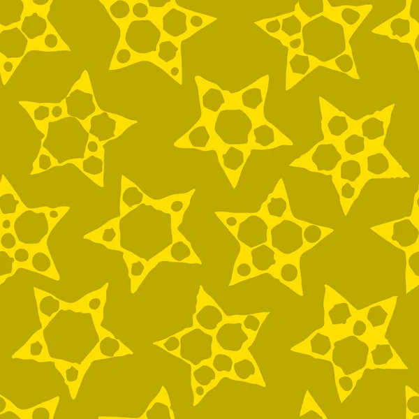 Fundo amarelo sem costura abstrato com estrelas. Vetor — Vetor de Stock