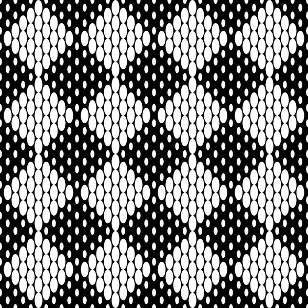 Dikişsiz kareli satranç tek renkli desen. Oval siyah arka plan üzerinde oluşan beyaz kareler. Vektör çizim