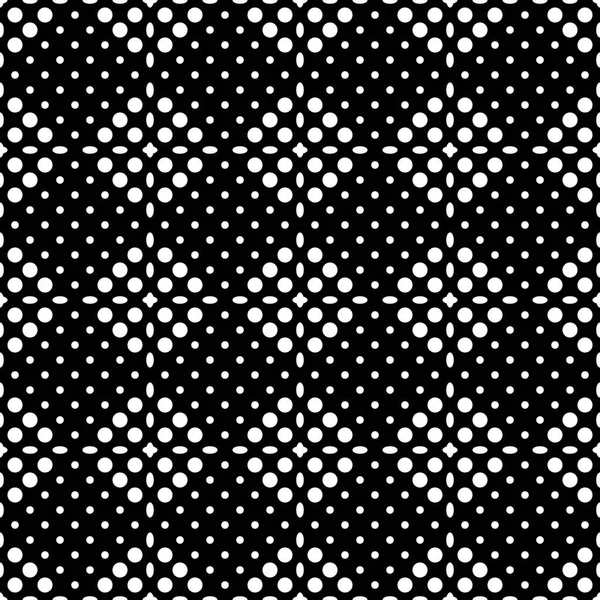 Бесшовный клетчатый абстрактный монохромный рисунок из квадратных зон, заполненных кругами и овалами. Патент на одежду. Вектор — стоковый вектор
