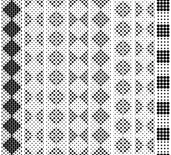 Seamless in height, checkered monochrome lace pattern for border, tape, belt, strip, edging. Black on white. Vector set — Stock Vector