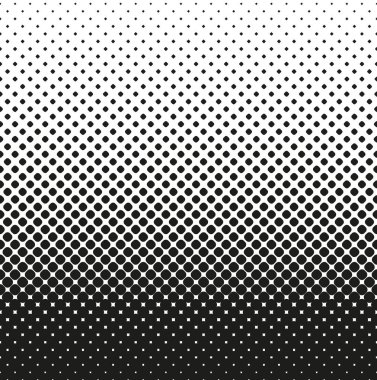 Yuvarlatılmış Kare Yatay sorunsuz yarı ton, beyaz arka plan üzerinde azalır. Kontrastlı noktalı resim arka plan. Vektör