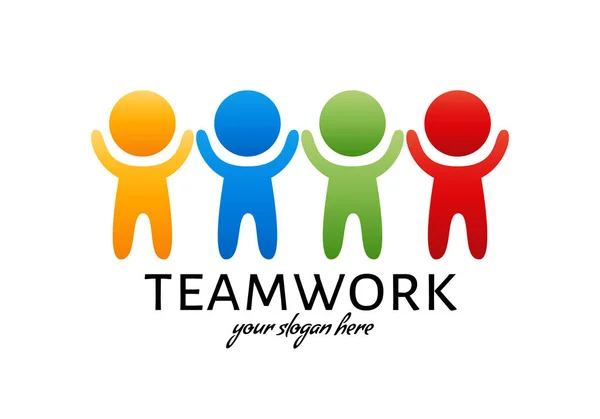 Teamwork kleurrijke logo. Heldere ontwerpelement. Vectorillustratie — Stockvector