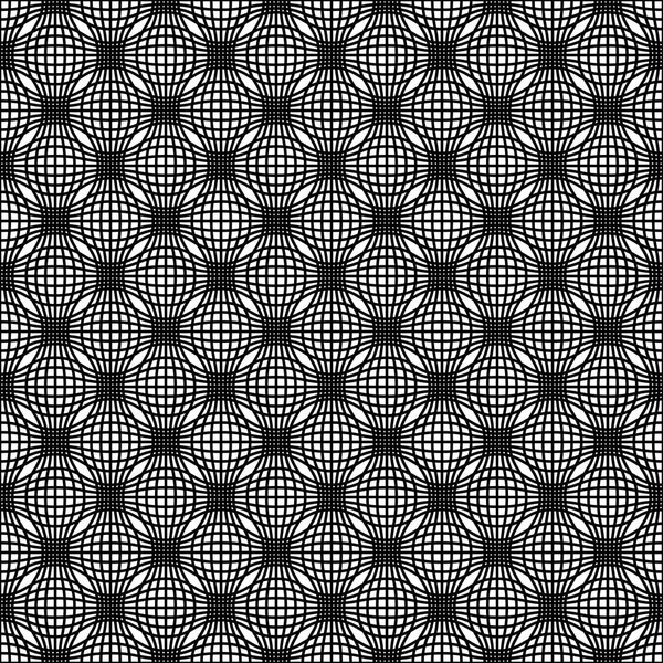 Abstraktes, nahtloses geometrisches Muster mit Webornamenten. Einfache schwarz-weiße lineare, gewellte Streifen. Vektor — Stockvektor