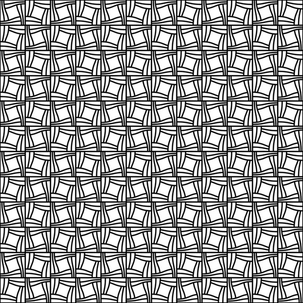 織りの装飾が施されたシームレスな幾何学模様。シンプルな黒と白の線状の波状の縞模様。ベクトル — ストックベクタ