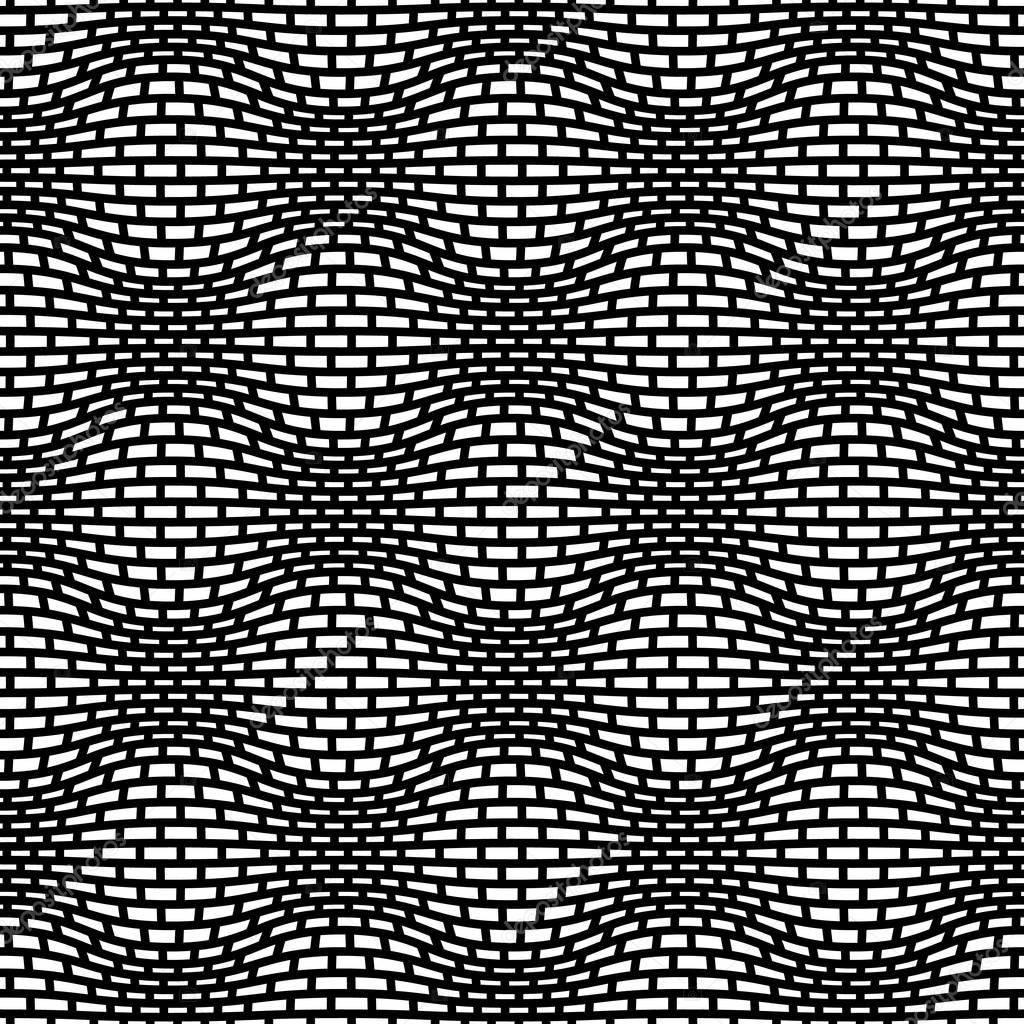 Abstract seamless geometric pattern with weave ornament. Simple black and white linear wavy striped texture. Vector
