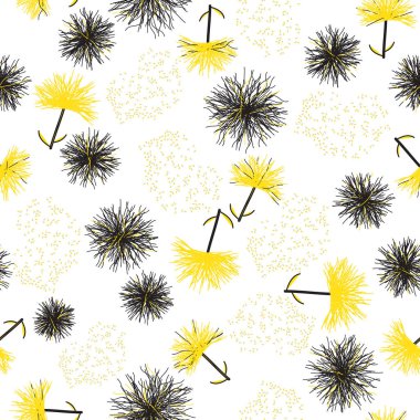 Sorunsuz bitkisel arka plan beyaz arka plan üzerinde izole. Soyut siluetleri sonbahar otlar. Botanik illüstrasyon