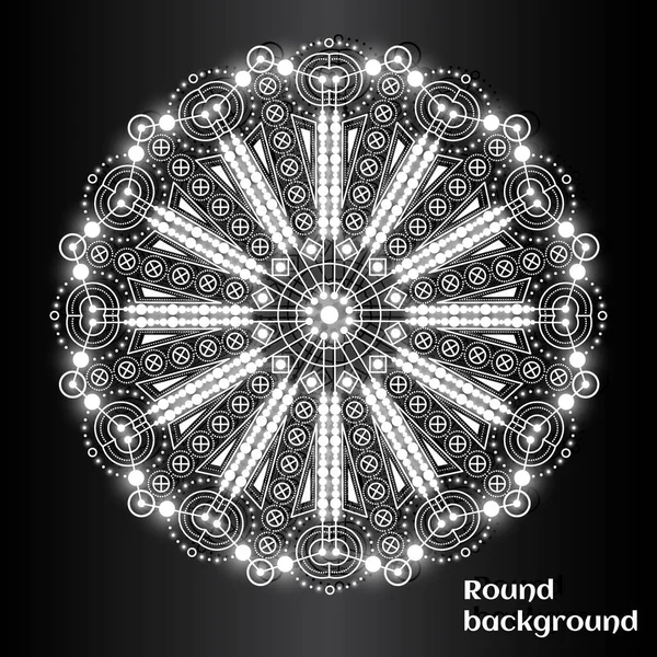 Mandala abstracto de formas geométricas sobre un fondo negro. Ilustración brillante con estilo. Vector — Vector de stock